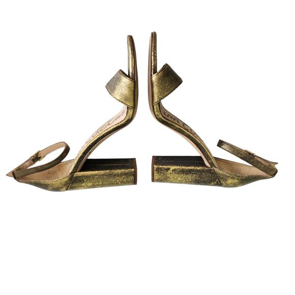 Sam Edelman Womens Yaro Heeled Sandals Size 8.5 Pure Gold Brushed Suede Open Toe - Picture 6 of 12
